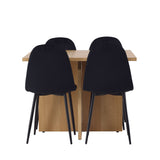 Jídelní stůl Leo 100*75 - Oaklook / Oaklook MDF + Jídelní židle Polar - černé nohy / Black Velvet _4