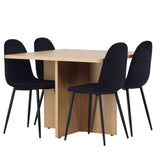 Jídelní stůl Leo 100*75 - Oaklook / Oaklook MDF + Jídelní židle Polar - černé nohy / Black Velvet _4
