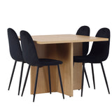 Jídelní stůl Leo 100*75 - Oaklook / Oaklook MDF + Jídelní židle Polar - černé nohy / Black Velvet _4