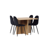 Jídelní stůl Leo 100*75 - Oaklook / Oaklook MDF + Jídelní židle Polar - černé nohy / Black Velvet _4