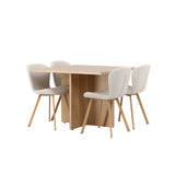 Jídelní stůl Leo 100*75 - Oaklook / Oaklook MDF + Jídelní židle Lilja - Oaklook / Béžová látka _4