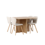 Jídelní stůl Leo 100*75 - Oaklook / Oaklook MDF + Jídelní židle Lilja - Oaklook / Béžová látka _4