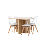 Jídelní stůl Leo 100*75 - Oaklook / Oaklook MDF +Edvin Jídelní židle - Nature / PET (sedák bílý) povrch PET, sedák s běžnou houbou _4