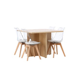 Jídelní stůl Leo 100*75 - Oaklook / Oaklook MDF +Edvin Jídelní židle - Nature / PET (sedák bílý) povrch PET, sedák s běžnou houbou _4