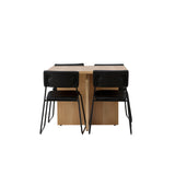 Jídelní stůl Leo 100*75 - Oaklook / Oaklook MDF + židle Kenth - černá / černá PU _4