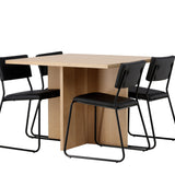 Jídelní stůl Leo 100*75 - Oaklook / Oaklook MDF + židle Kenth - černá / černá PU _4