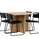 Jídelní stůl Leo 100*75 - Oaklook / Oaklook MDF + židle Kenth - černá / černá PU _4