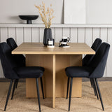 Jídelní stůl Leo 100*75 - Oaklook / Oaklook MDF + noční jídelní židle - Černá / Black Velvet _4