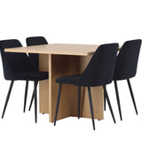 Jídelní stůl Leo 100*75 - Oaklook / Oaklook MDF + noční jídelní židle - Černá / Black Velvet _4