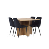 Jídelní stůl Leo 100*75 - Oaklook / Oaklook MDF + noční jídelní židle - Černá / Black Velvet _4