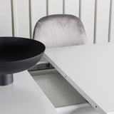 Jídelní stůl Disa 120/160*80 - Bílá / Šedá MDF +Jídelní židle Eva - Světle šedá / Světle šedá Velvet _4