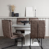 Jídelní stůl Disa 120/160*80 - Bílá / Šedá MDF + Zizo jídelní židle - Černá / Hnědá Tkanina z mikrovlákna _4