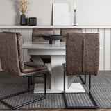 Jídelní stůl Disa 120/160*80 - Bílá / Šedá MDF + Zizo jídelní židle - Černá / Hnědá Tkanina z mikrovlákna _4