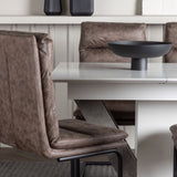 Jídelní stůl Disa 120/160*80 - Bílá / Šedá MDF + Zizo jídelní židle - Černá / Hnědá Tkanina z mikrovlákna _4