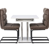 Jídelní stůl Disa 120/160*80 - Bílá / Šedá MDF + Zizo jídelní židle - Černá / Hnědá Tkanina z mikrovlákna _4