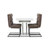 Jídelní stůl Disa 120/160*80 - Bílá / Šedá MDF + Zizo jídelní židle - Černá / Hnědá Tkanina z mikrovlákna _4