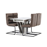 Jídelní stůl Disa 120/160*80 - Bílá / Šedá MDF + Zizo jídelní židle - Černá / Hnědá Tkanina z mikrovlákna _4