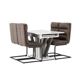 Jídelní stůl Disa 120/160*80 - Bílá / Šedá MDF + Zizo jídelní židle - Černá / Hnědá Tkanina z mikrovlákna _4