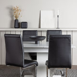 Jídelní stůl Disa 120/160*80 - Bílá / Šedá MDF + Jídelní židle Tempo - Pochromovaná noha / Černá PU _4