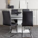 Jídelní stůl Disa 120/160*80 - Bílá / Šedá MDF + Jídelní židle Tempo - Pochromovaná noha / Černá PU _4