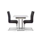 Jídelní stůl Disa 120/160*80 - Bílá / Šedá MDF + Jídelní židle Tempo - Pochromovaná noha / Černá PU _4