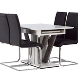 Jídelní stůl Disa 120/160*80 - Bílá / Šedá MDF + Jídelní židle Tempo - Pochromovaná noha / Černá PU _4