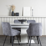 Jídelní stůl Disa 120/160*80 - bílá / šedá MDF + Rosie jídelní židle - černá / tmavě šedá látka _4