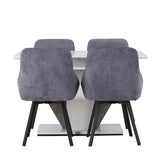 Jídelní stůl Disa 120/160*80 - bílá / šedá MDF + Rosie jídelní židle - černá / tmavě šedá látka _4