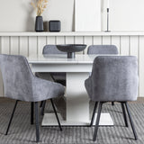 Jídelní stůl Disa 120/160*80 - bílá / šedá MDF + Rosie jídelní židle - černá / tmavě šedá látka _4