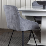 Jídelní stůl Disa 120/160*80 - bílá / šedá MDF + Rosie jídelní židle - černá / tmavě šedá látka _4