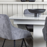 Jídelní stůl Disa 120/160*80 - bílá / šedá MDF + Rosie jídelní židle - černá / tmavě šedá látka _4