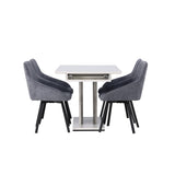 Jídelní stůl Disa 120/160*80 - bílá / šedá MDF + Rosie jídelní židle - černá / tmavě šedá látka _4