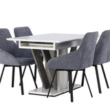 Jídelní stůl Disa 120/160*80 - bílá / šedá MDF + Rosie jídelní židle - černá / tmavě šedá látka _4