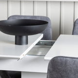 Jídelní stůl Disa 120/160*80 - bílá / šedá MDF + Rosie jídelní židle - černá / tmavě šedá látka _4