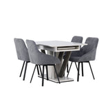 Jídelní stůl Disa 120/160*80 - bílá / šedá MDF + Rosie jídelní židle - černá / tmavě šedá látka _4
