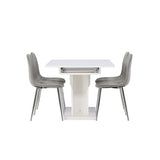 Jídelní stůl Pluto 120/160*90- Bílá / MDF sklo +Jídelní židle Eva - Světle šedá / Světle šedá Velvet _4