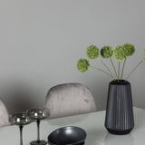 Jídelní stůl Pluto 120/160*90- Bílá / MDF sklo +Jídelní židle Eva - Světle šedá / Světle šedá Velvet _4