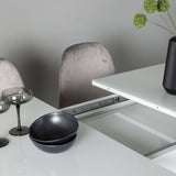 Jídelní stůl Pluto 120/160*90- Bílá / MDF sklo +Jídelní židle Eva - Světle šedá / Světle šedá Velvet _4