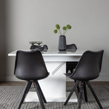 Jídelní stůl Pluto 120/160*90- Bílá / Sklo MDF + Jídelní židle Zeno - Černá / Černá PP _4