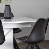 Jídelní stůl Pluto 120/160*90- Bílá / Sklo MDF + Jídelní židle Zeno - Černá / Černá PP _4