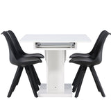 Jídelní stůl Pluto 120/160*90- Bílá / Sklo MDF + Jídelní židle Zeno - Černá / Černá PP _4