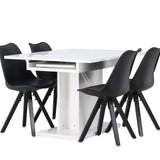 Jídelní stůl Pluto 120/160*90- Bílá / Sklo MDF + Jídelní židle Zeno - Černá / Černá PP _4