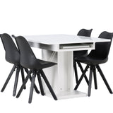 Jídelní stůl Pluto 120/160*90- Bílá / Sklo MDF + Jídelní židle Zeno - Černá / Černá PP _4