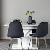 Jídelní stůl Pluto 120/160*90- Bílá / Sklo MDF + Jídelní židle Polar - Black Velvet / Chrome _4