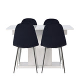 Jídelní stůl Pluto 120/160*90- Bílá / Sklo MDF + Jídelní židle Polar - Black Velvet / Chrome _4