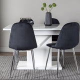 Jídelní stůl Pluto 120/160*90- Bílá / Sklo MDF + Jídelní židle Polar - Black Velvet / Chrome _4