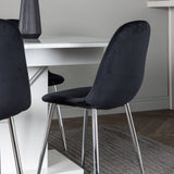 Jídelní stůl Pluto 120/160*90- Bílá / Sklo MDF + Jídelní židle Polar - Black Velvet / Chrome _4