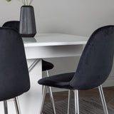 Jídelní stůl Pluto 120/160*90- Bílá / Sklo MDF + Jídelní židle Polar - Black Velvet / Chrome _4