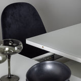 Jídelní stůl Pluto 120/160*90- Bílá / Sklo MDF + Jídelní židle Polar - Black Velvet / Chrome _4