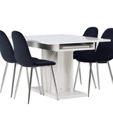 Jídelní stůl Pluto 120/160*90- Bílá / Sklo MDF + Jídelní židle Polar - Black Velvet / Chrome _4